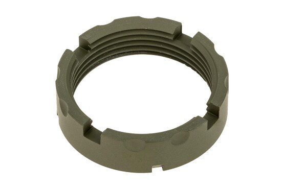 Forward Controls Design 4140 billet castle nut with tough ODG Cerakote finish features enhanced stake channels and serrated body.